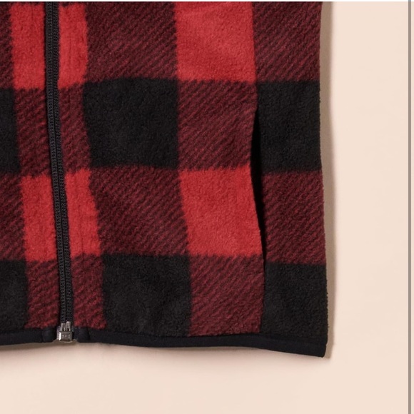 Toddler 3T Christmas Red Black Checkered Fleece Vest Unisex Holiday Winter Kids - Picture 4 of 6